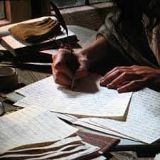 Portrait of a famous author with a typewriter